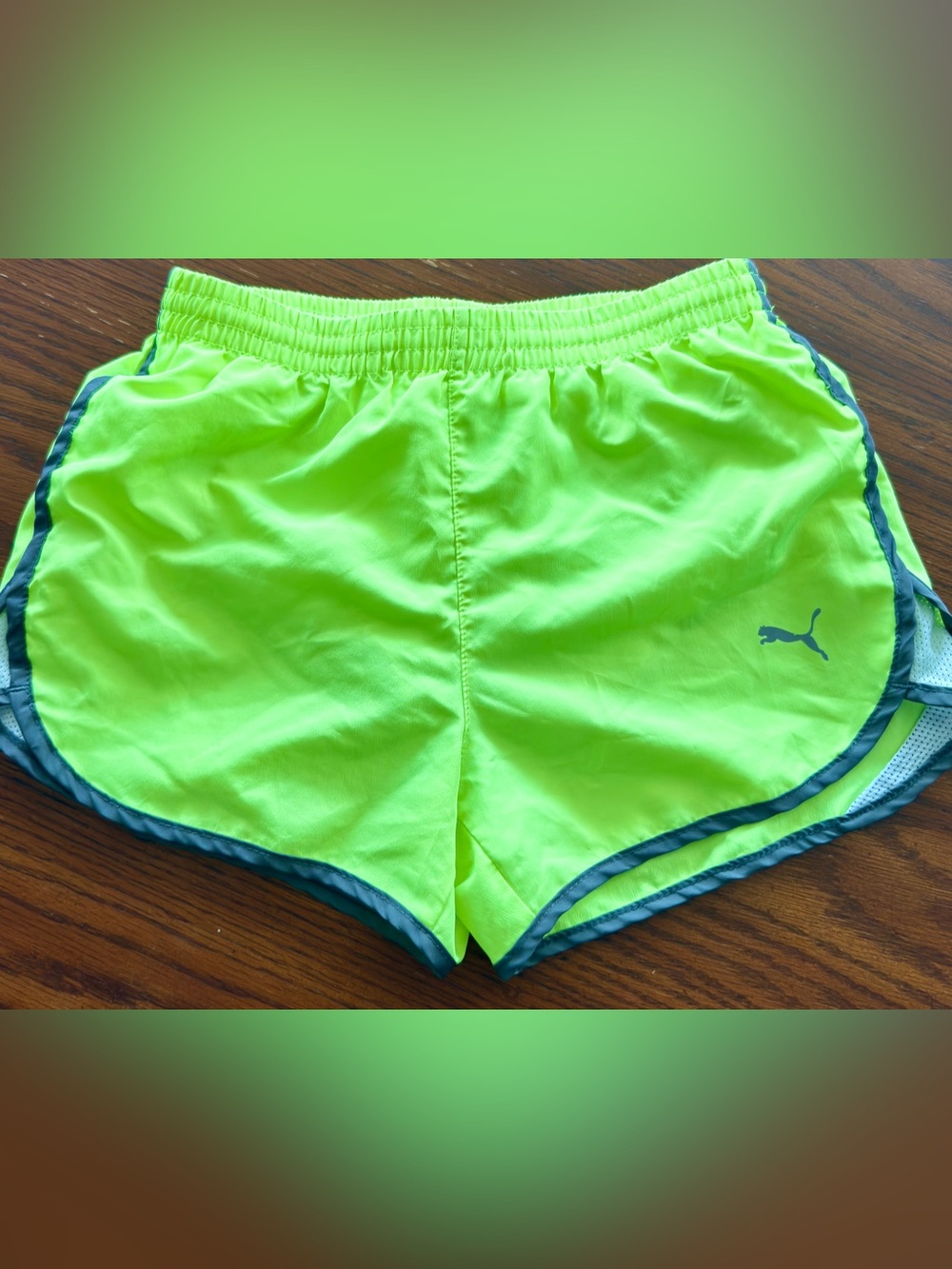 Puma Neon yellow girls Athletic Shorts with Dark Trim